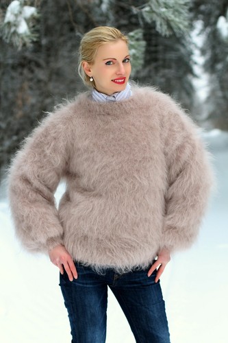 Beige fuzzy mohair - , sweater