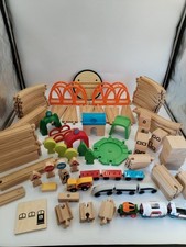 Gros lot + 120 Pièces Train Bois Lillabo Railways Ikea Brio Rails Jeux Jouet