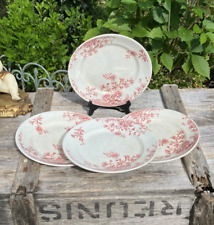 4 Assiettes à dessert, décor fleurie, rose - Pexonne Fenal Frères - Terre de Fer