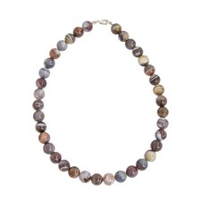 Collier Agate botswana - Pierres boules 12mm