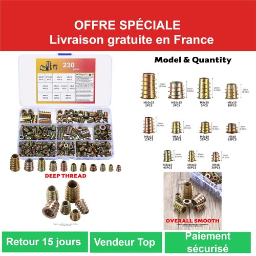 230 pcs inserts filetés - inserts,