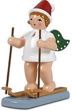 Figurine en Bois Ange Sur Ski