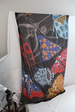 Desigual Women's Foulard Rectangle Winter Stripes Scarf Butterfly Moth 43" x 74"