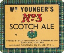 BEER BOTTLE LABEL - YOUNGERS BREWERY - No.3 SCOTCH ALE