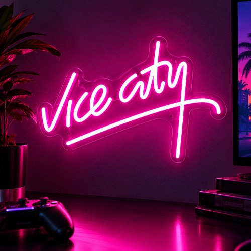 Néon led vice city rose - led, usb