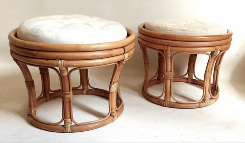 Paire poufs rotin bambou - de,