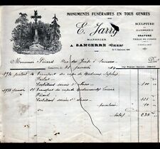 SANCERRE 18: TRANSPORT HEARSE, FUNERARY MONUMENTS "E. JARRY Marbrier" 1934