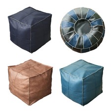 Housse de pouf marocain non rembourré en cuir PU, pouf de rangement, décor à