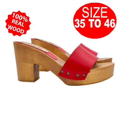 Mules rouges cuir - mules, en