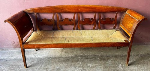 Ancien banc empire noyer - banc, empire.