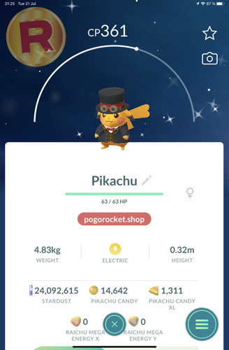 Shiny pikachu red - red, googles