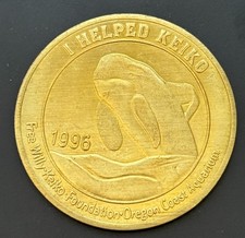 I Helped Keiko 1996 Free Willy Newport Oregon Coast Aquarium Coin Token GF $2
