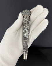 Carved Silver Cane Handle, China