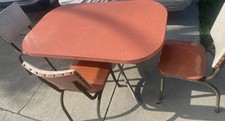 MCM Vintage Pink Formica Top Kitchen Dinner Table Dinette Retro 1960s 3 Chairs