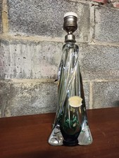 Pied de lampe vintage en cristal signé Val Saint Lambert