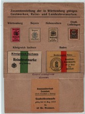 (FR1) TICKET de pain ou de voyage pour la région de Wüttermberg 1916 (w102)