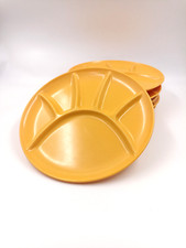 Lot 6 assiettes fondue vintage Cornaline France mélaminé jaune orange 60 70 pop