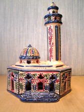 ORIENTAL LAMP TEALOPHORE MOSQUE Africa N. Morocco Terracotta Ceramic Enamel