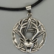 Cerf Pentagramme Pendentif 925 Argent Pagan Celtique Wicca Buckfast Pentacle