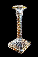 BACCARAT: rare solid crystal "column" candle holder, model "bamboo" (23 cm).
