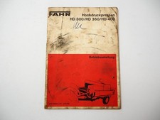 Fahr HD 300 360 400 High Pressure Press Operating Instructions Manual 1976