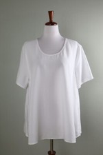 NICHE Nilgun Derman $148 Solid White Scoop Neck Linen Blend Top Size XL