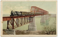 Railroad Bridge, Sibley MO Postcard used in Canada St. Thomas to Merritton 1908