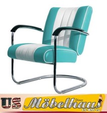 LC-01 Turquoise/W Bel Air Meubles Chaise Swing Diner Salon Fauteuil Relax USA