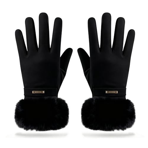 Gants hiver femme noir avec - hiver,