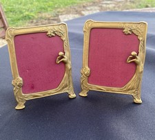 Paire De  Cadre Porte Photo Laiton Bronze femme Style ART NOUVEAU DECO