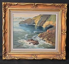 Corsican marine oil painting seaside signed HENRI PARROT (1896-1976)