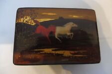 Precious Russian lacquer box, fine lacquer paint, horses... Signed