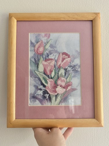 Vintage pink tulips - tulips, cross