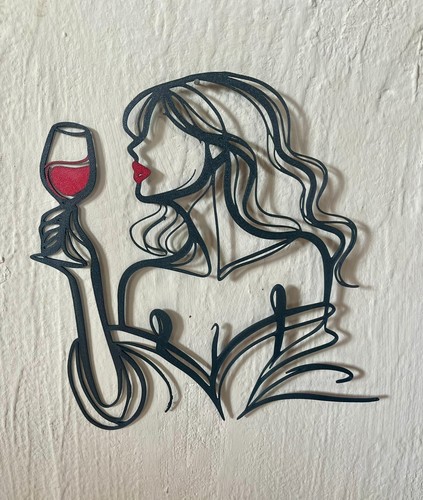 Femme vin rouge mural - femme, art