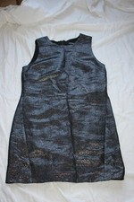 CLUB MONACO 1960s Silk Lurex Black Mini Dress US 2 FR 38 Robe Courte Soie Noire