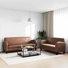 Canapé à 3 Places Daim Synthétique Marron Mobilier Salon Sofa Fauteuil vidaXL