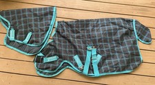 Horseware Of Ireland Amigo Pony Plus 50g Turnout Neck Cover Teal Plaid 48 Mini