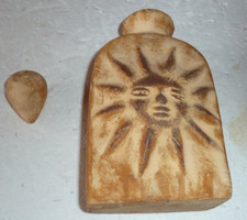 Cocteau Inspired Smiling Sun Decor African Terracotta Bottle