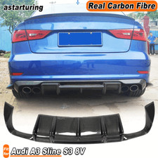 Fit for Audi A3 Sline S3 8V 2013-16 REAL Carbon Rear Bumper Diffuser Spoiler Lip