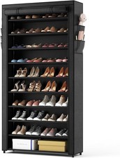 Étagère à Chaussures en Tissu à 11 Niveaux Magasin à Chaussures avec Couvertu...