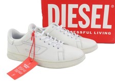 Diesel S-ATHENE Bas Baskets pour Homme EU44 Cuir Blanc Chaussures à Lacets