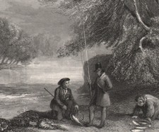 1839 Gravure anglaise pêche