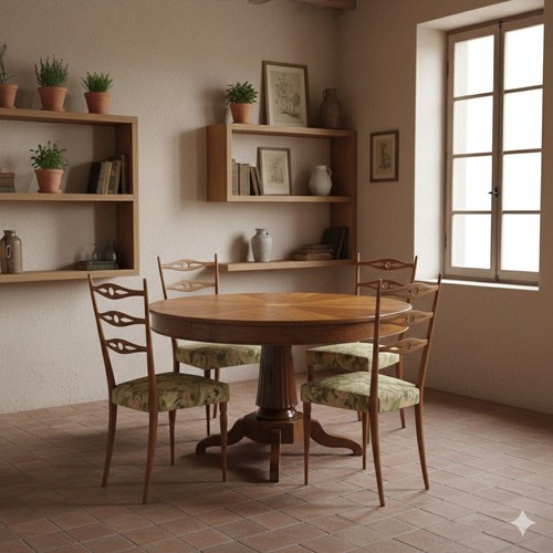 Table ronde ancienne noyer - table,