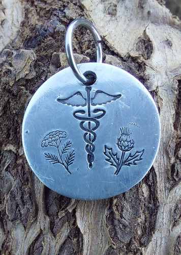 Pendentif caducée chardon - pendentif,