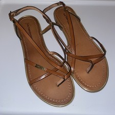 Tropeziennes sandal leather w gold outline Strappy Buckle And Logo 38