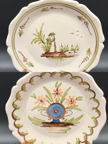 Paire assiettes faïence style