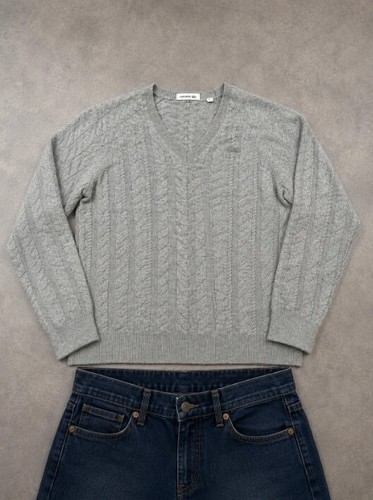 Pull lacoste gris torsadé - gris, col