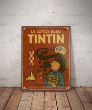 Plaque métal vintage Le lotus bleu Tintin Panneau Décoration Déco Affiche