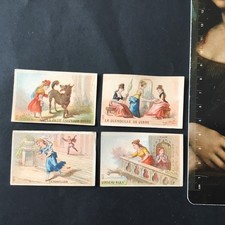 4 Petits CHROMOS Anciens Appel? 1870 1880 Contes Old Scraps