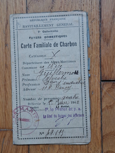 Rationnement carte familiale - carte,